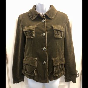 Ann Taylor LOFT Velvet Quilted Jacket Green Small